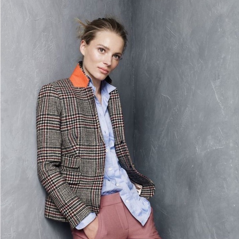 J. Crew Schoolboy Blazer in Houndstooth Tweed Size 0. 100% wool - Picture 1 of 13